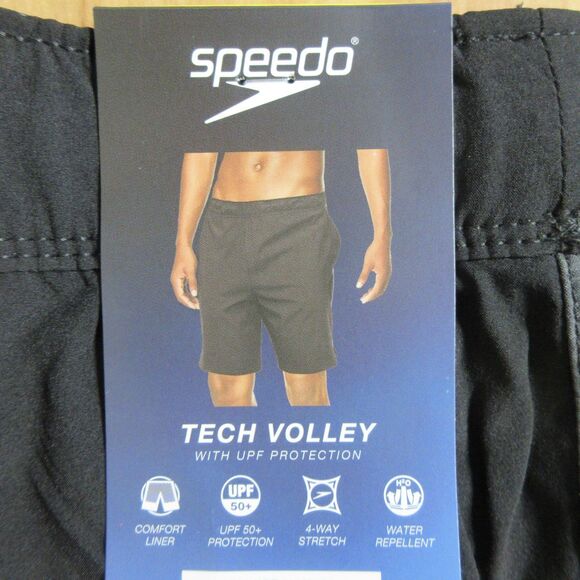 SPEEDO Tech Volley Swim Shorts Sz S (30-32) Black Grey Swim Trunks Swimsuit NWT - Picture 4 of 11